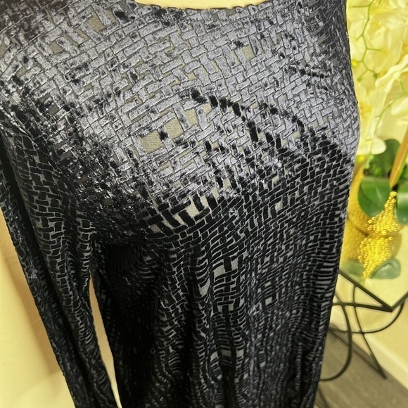 Vintage Halston Intimates Long Sleeve Velvet Mesh Dress Womens M - Picture 5 of 10